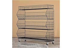 4 Tier Freestanding Supermarket Snacks Shelf with Wheels