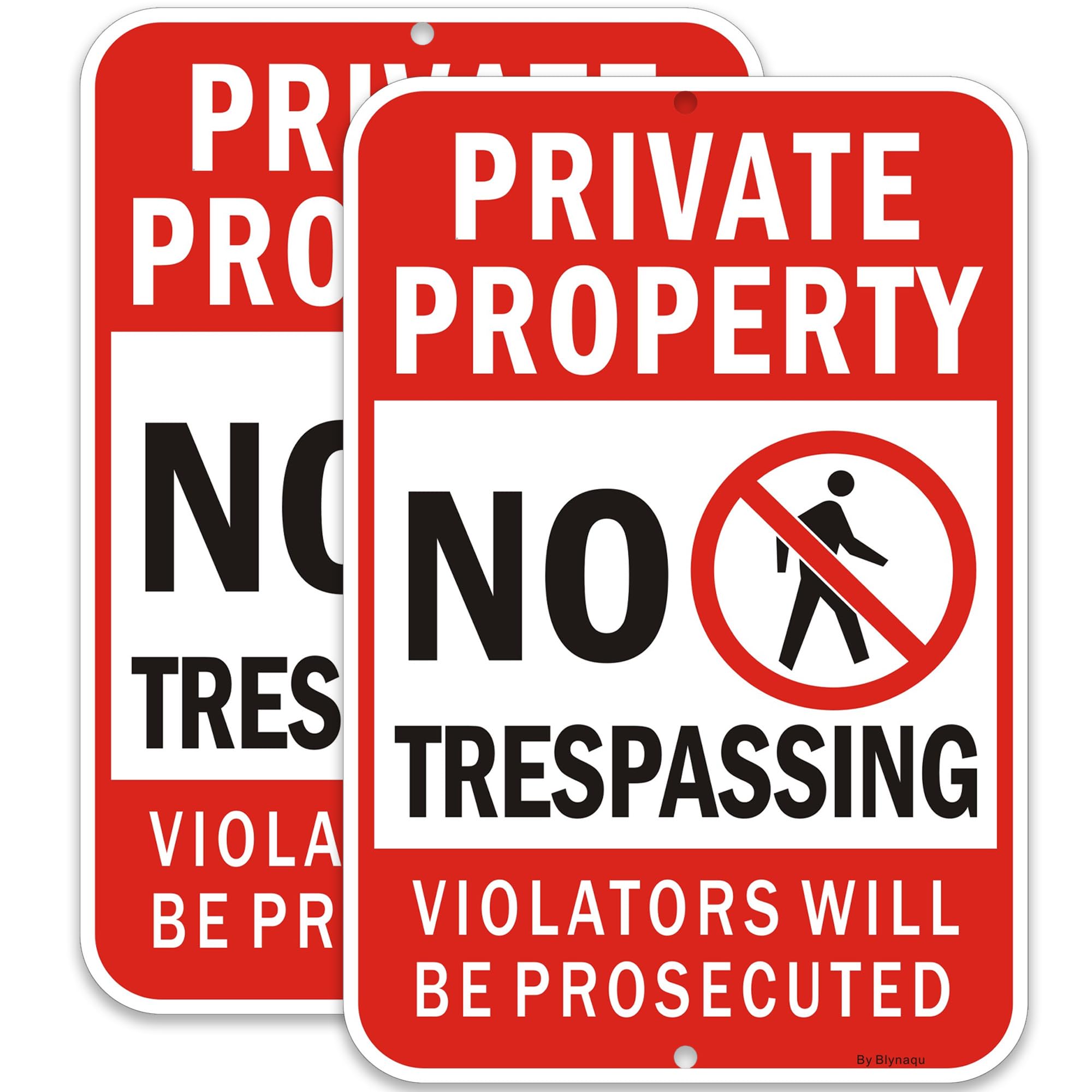 2Pack 18x12 InchesPrivate Property No Trespassing Sign, Violators Will Be Prosecuted Warning No Trespassing Signs,Fade Resistant Reflective Aluminum,