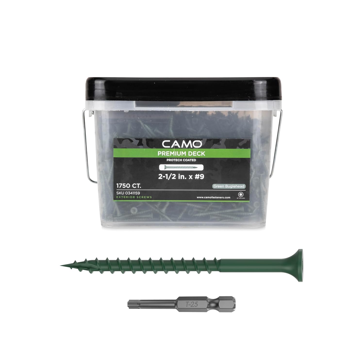CAMO Premium Deck Screws 2-1/2" #9 ProTech (1750 ct, Green)