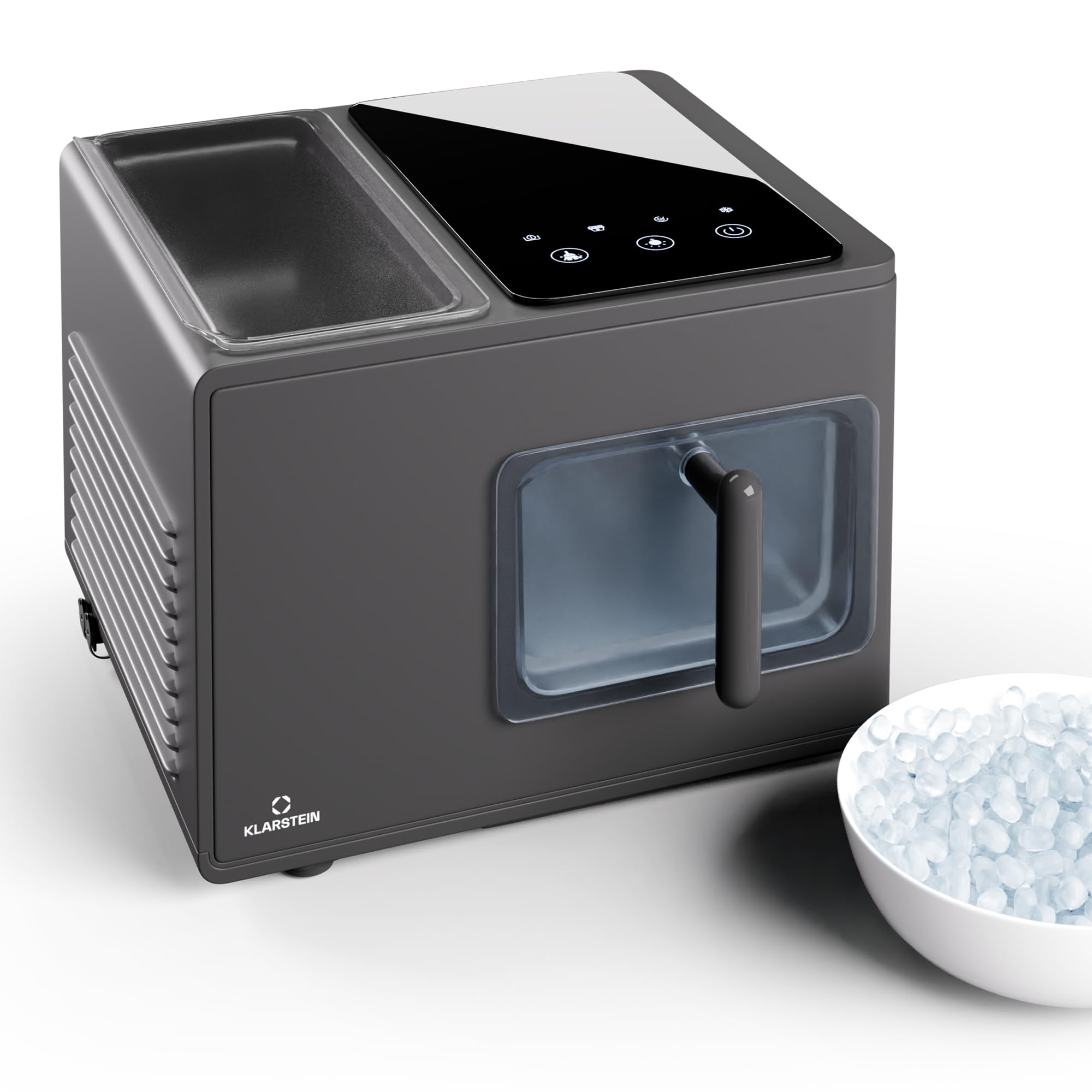Klarstein Eiswürfelmaschine für Zuhause Camping Gastro, Schnelle Mini Eiswürfelmaschine Klein, Profi Eismaschine für Nugget-Eiswürfel, 