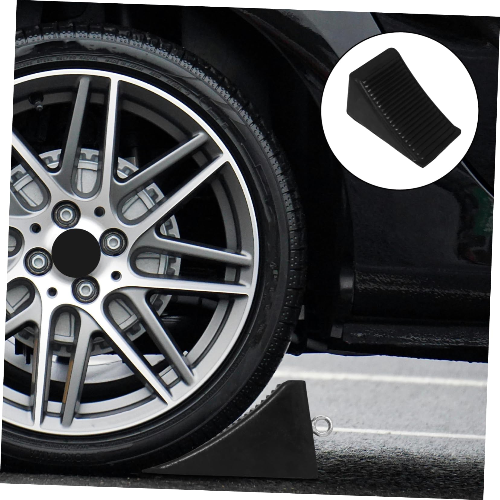 Ipetboom 2 Calzos para Ruedas De Coche Tope De Bloque con Aro para Neumáticos - Calzos De Goma Y Plástico para Garajes Autocaravanas Y Aparcamientos Al Aire Libre -