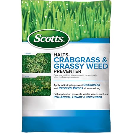 Scotts Halts Crabgrass & Grassy Weed Preventer - Crabgrass Preventer, Pre Emergent Weed Control for Lawns, Prevents Chickweed & More, Treats up to 10,000 sq. ft., 20.12 lb.