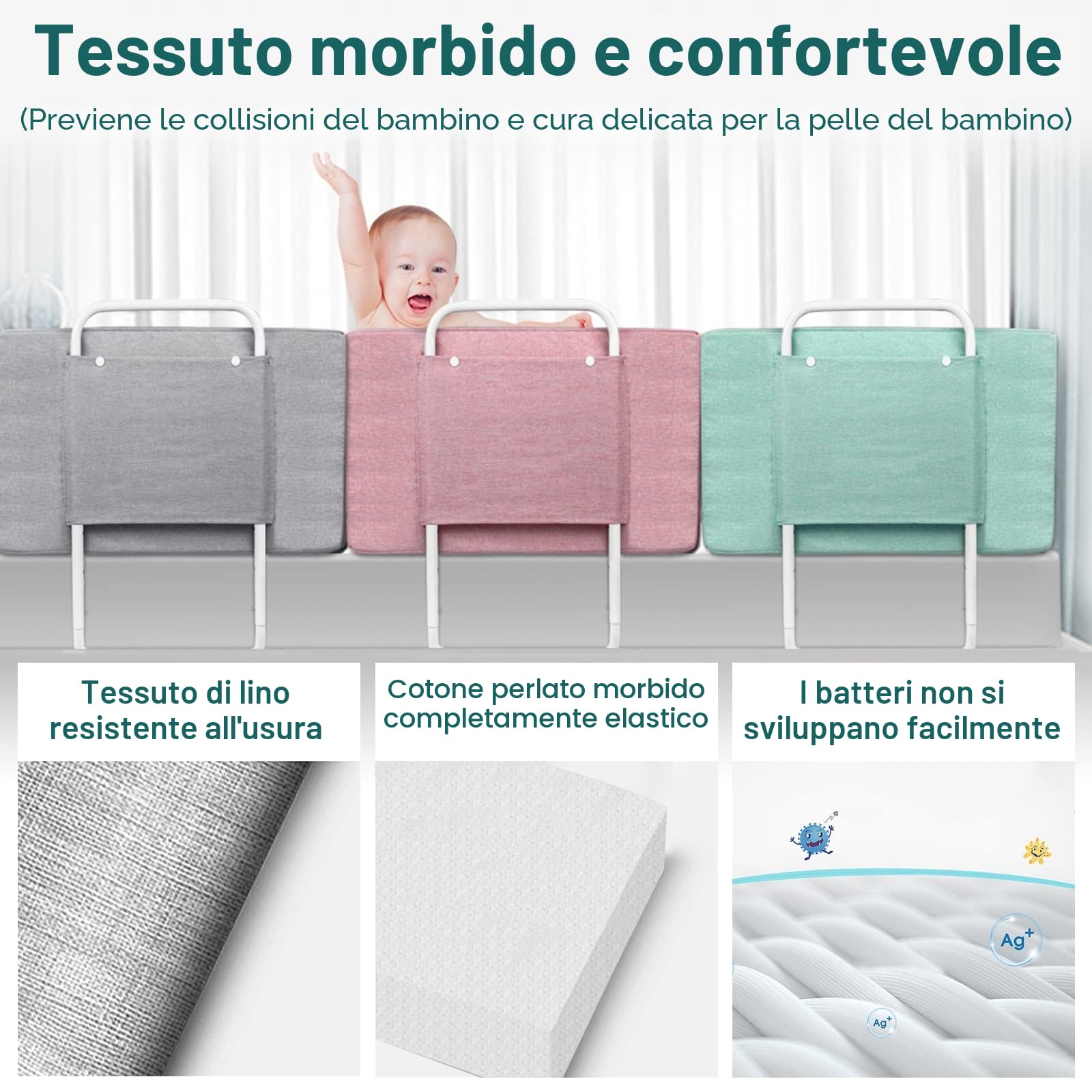 ACXIN 2 x griglia di protezione del letto per bambini, per letto di famiglia e culla (50 cm, polvere di fiori di ciliegio)