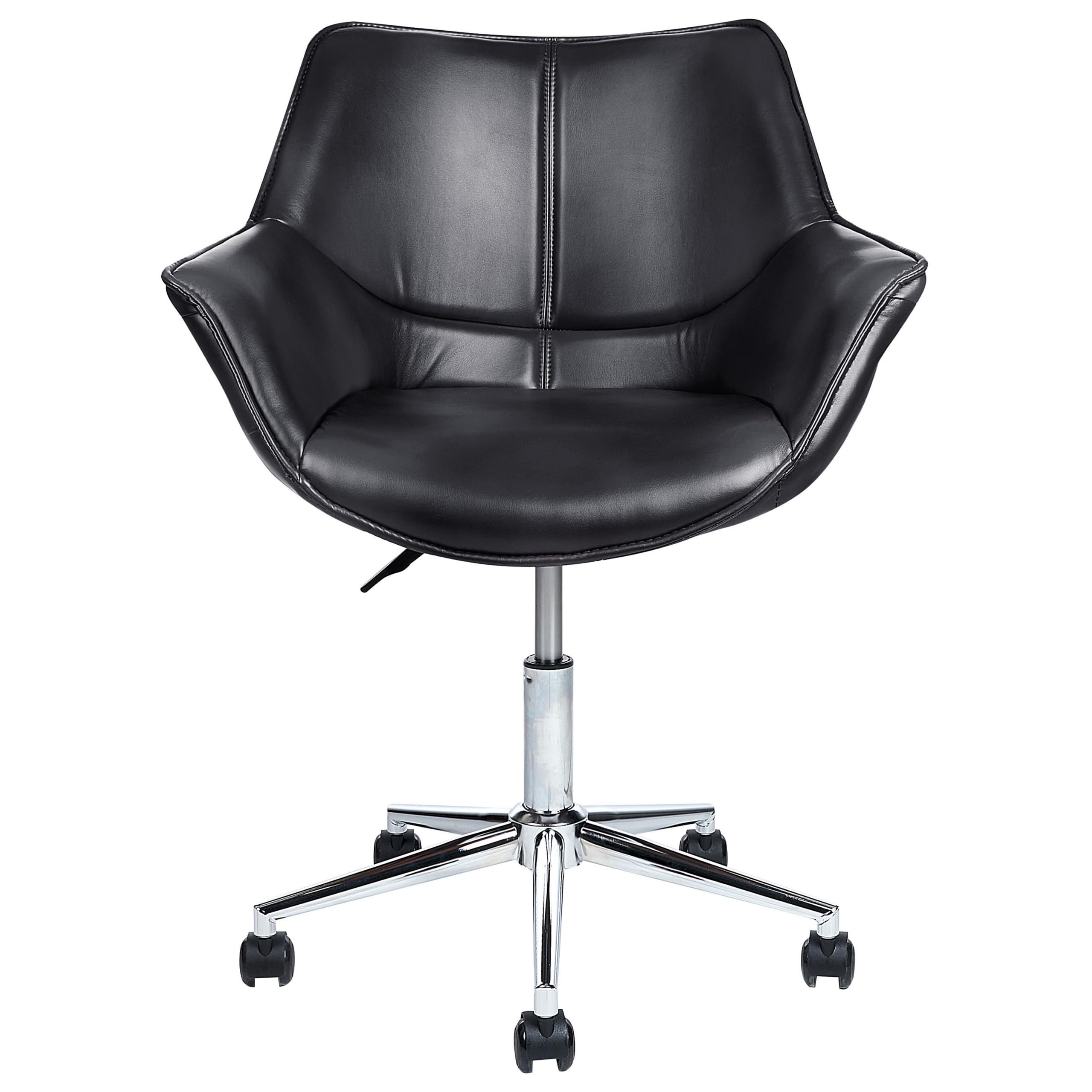Beliani Élégant Fauteuil de Bureau Pivotant à Hauteur Réglable en Cuir PU Noir Newdale