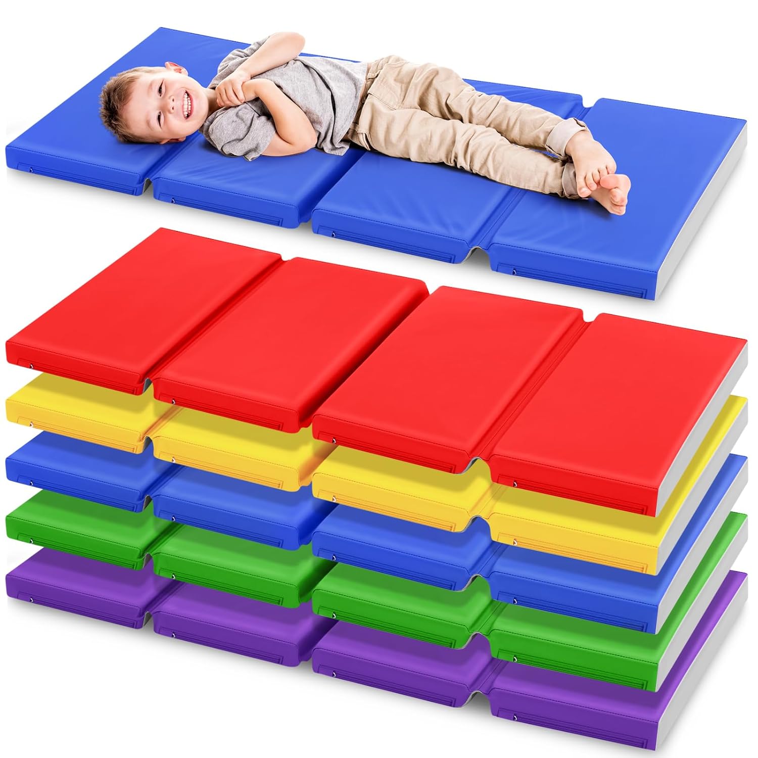 Wesiti 5 Pack 2 Inch Thick Folding Nap Mats 4 Fold Daycare