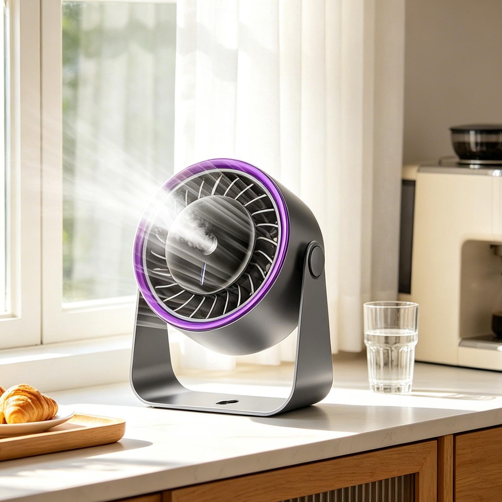 Ventilatore Nebulizzatore Con Serbatoio d'Acqua 90ml, 5 Velocità, | Ventilatore da Tavolo Per l', Casa, Ufficio, Camera da , Interni, Lavoro