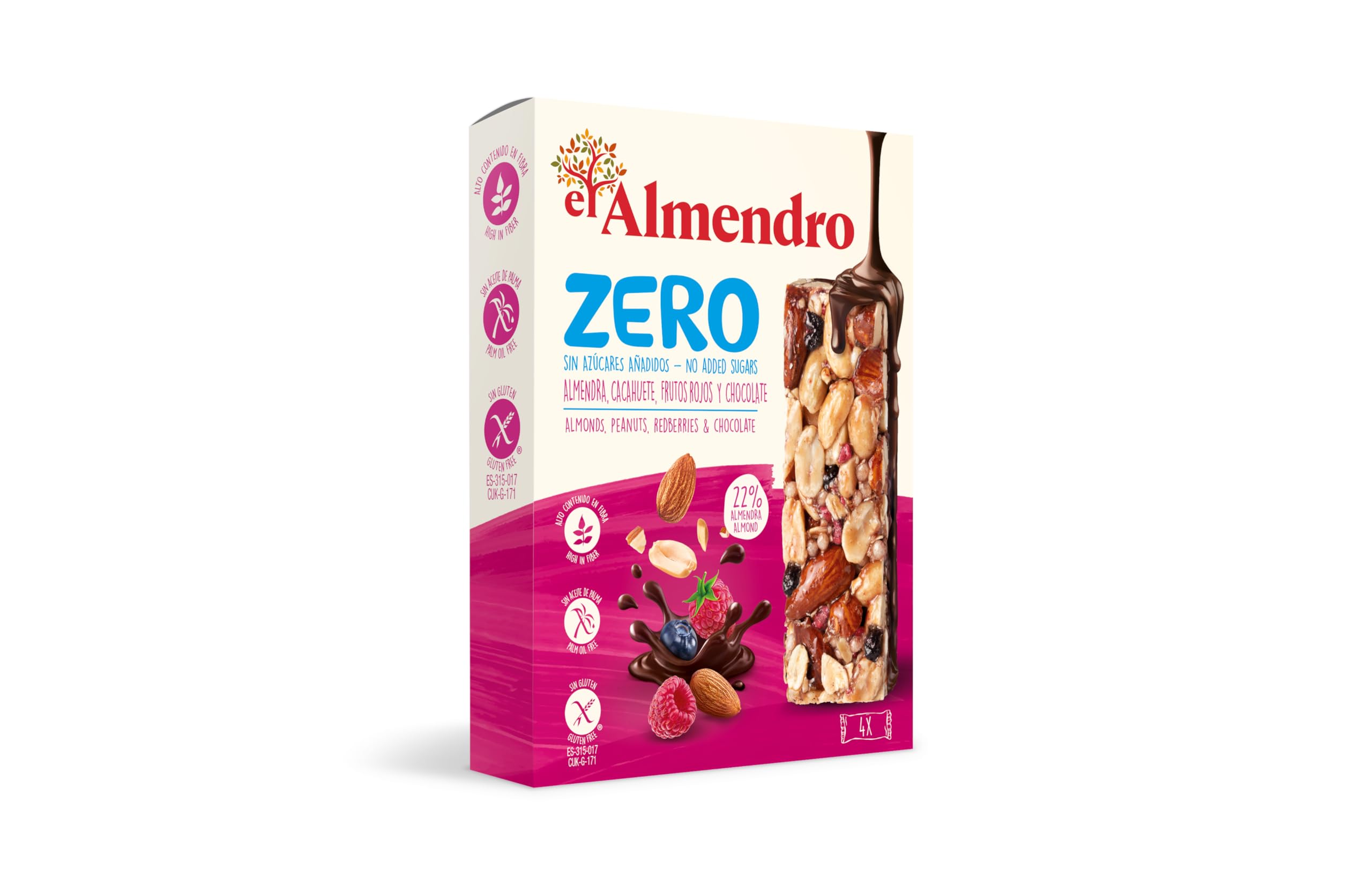 Barritas Zero Frutos Rojos Chocolate Negro 4x30g