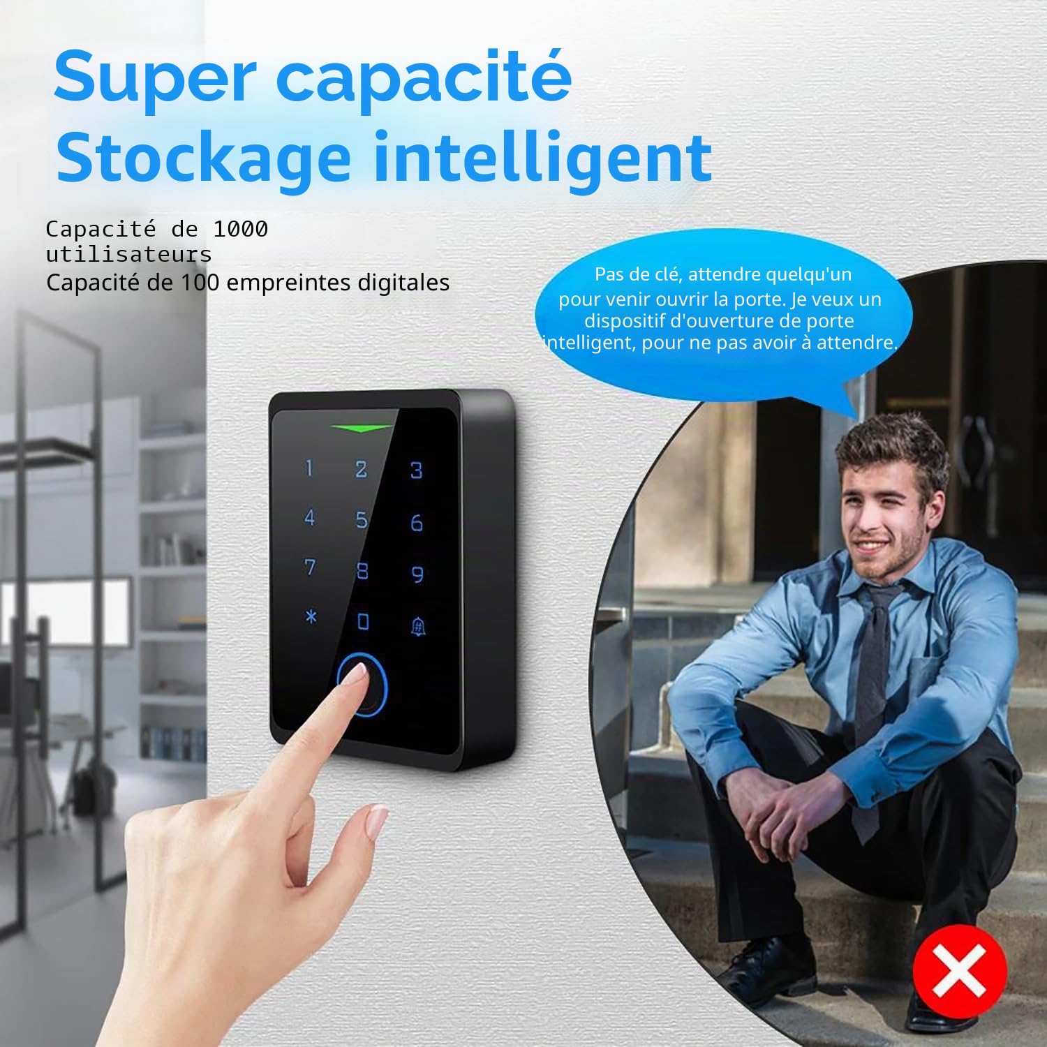 Serrure Connectée Porte D'entrée, Kit Système de Contrôle d'Accès, WiFi Tuya Télécommande D'accès IP68 Étanche à l'eau avec RFID, D'empreintes, APP pour Système de Contrôle D'accès Ouvre