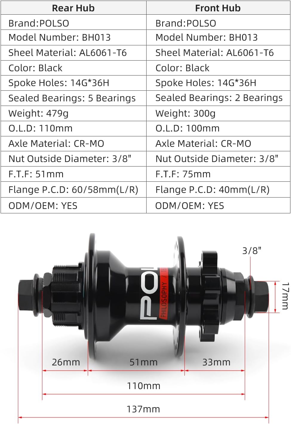 BMX Racing Cassette Hub Disc Brake 16T Flywheel 36H 110mm Spacing 3/8" Axle Dirt Racing BMX Bike Parts