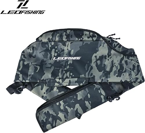 Miniatura 6 de LEOFISHING Bolsa de caña de pescar plegable portátil de 3.94 pies4.59 pies5.25 pies, funda protectora para caña de pescar y carrete, bolsas de