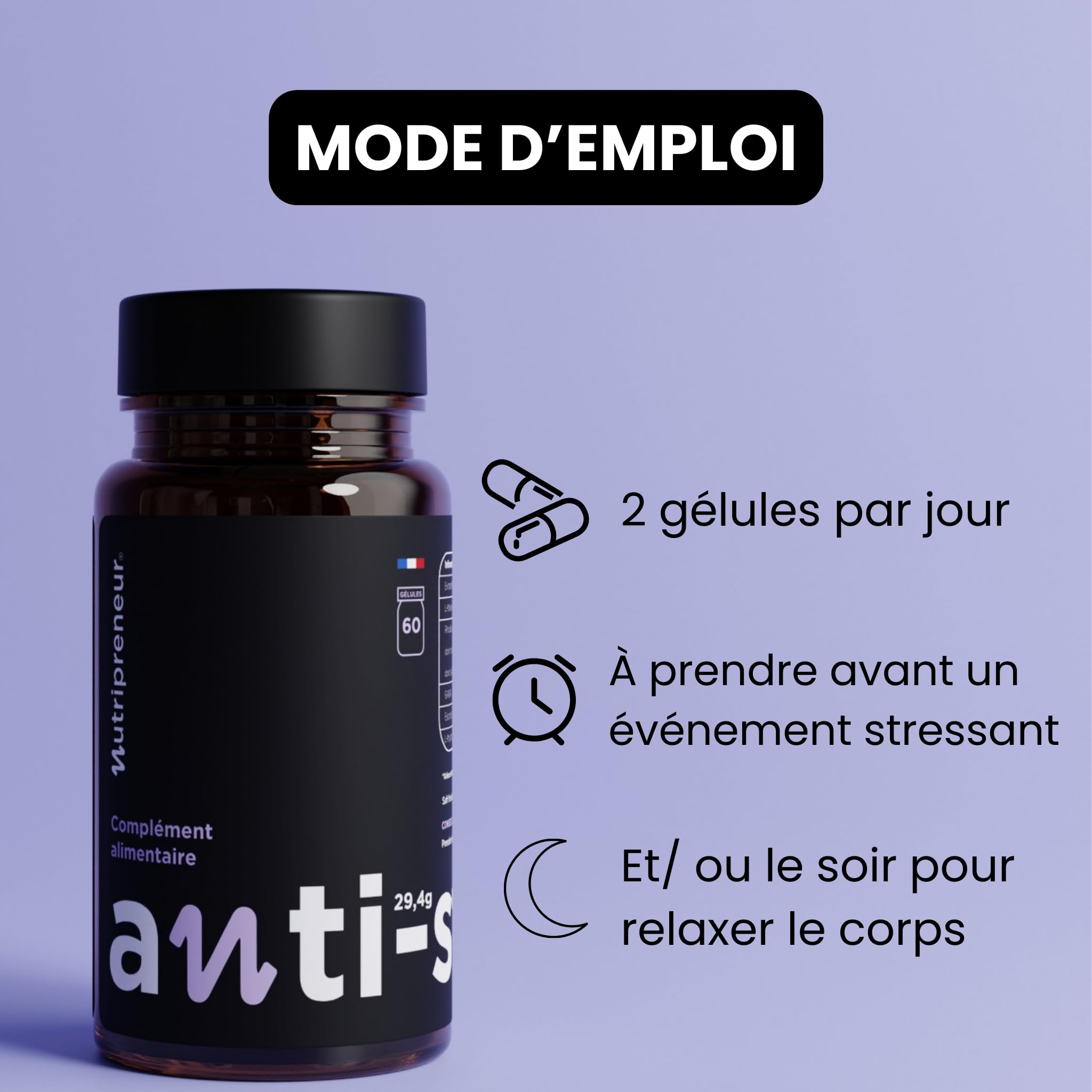 Anti-stress - 3 mois - Extrait de Safran, Rhodiola, L-théanine, Gaba, L-tryptrophane, Pavot de californie (3)