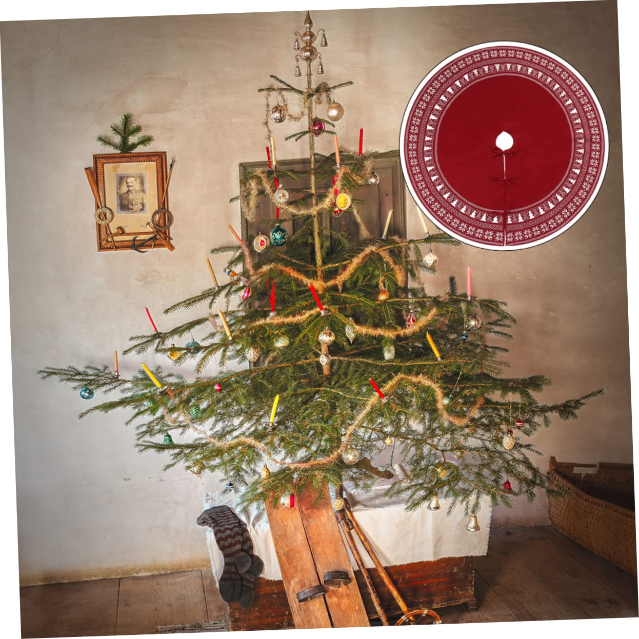 Zerodeko 1pezzi Gonna Per Albero Di Natale Tappeto Decorativo Materiale Texture Confortevole Accessorio Per Feste Natalizie Decorazione Per Casa e Hotel