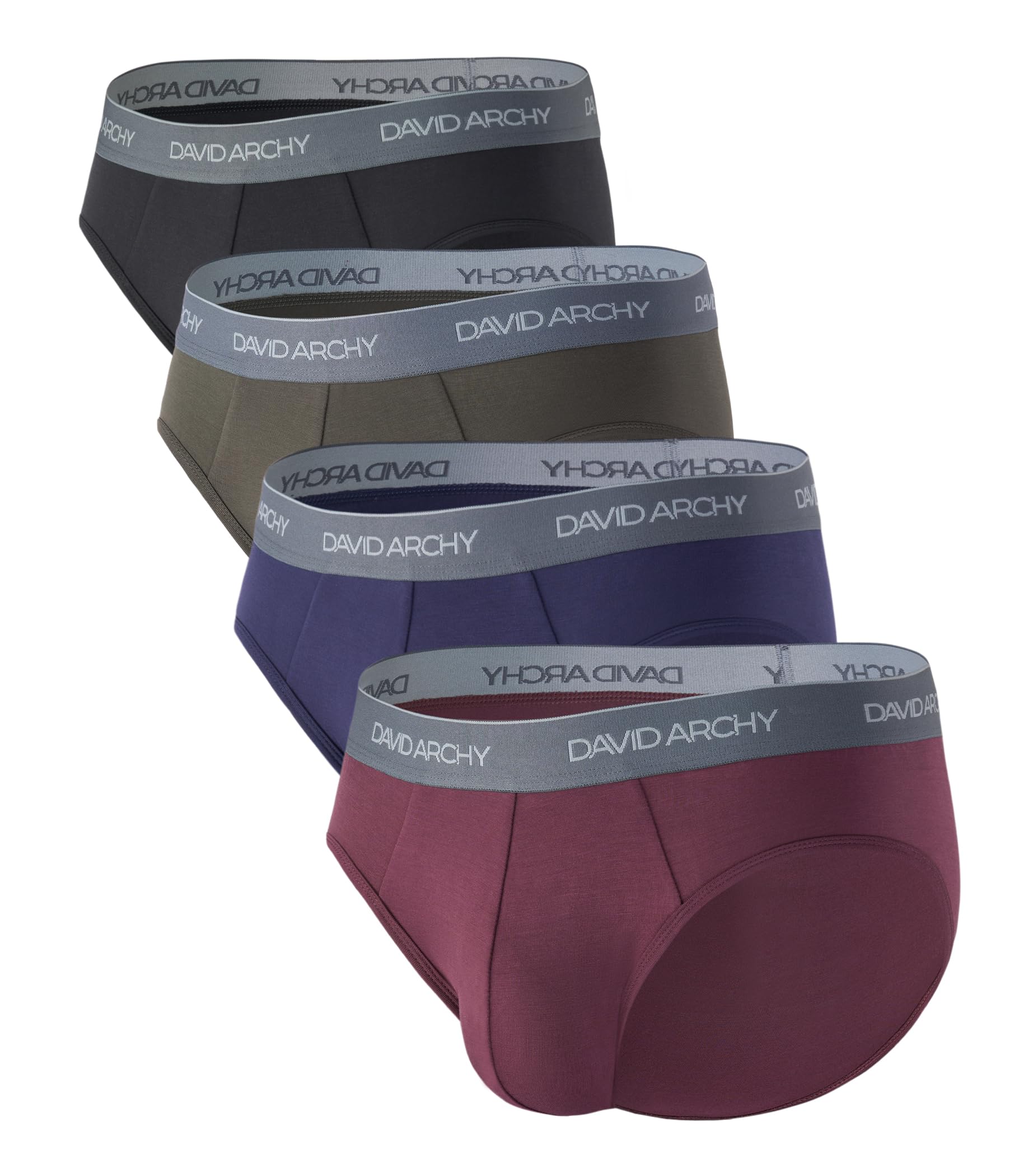 DAVID ARCHYMen's Briefs Rayon Made from Bamboo Underwear Comfort Fit Super Soft Comfort NO Fly Briefs 4 or 7 Pack