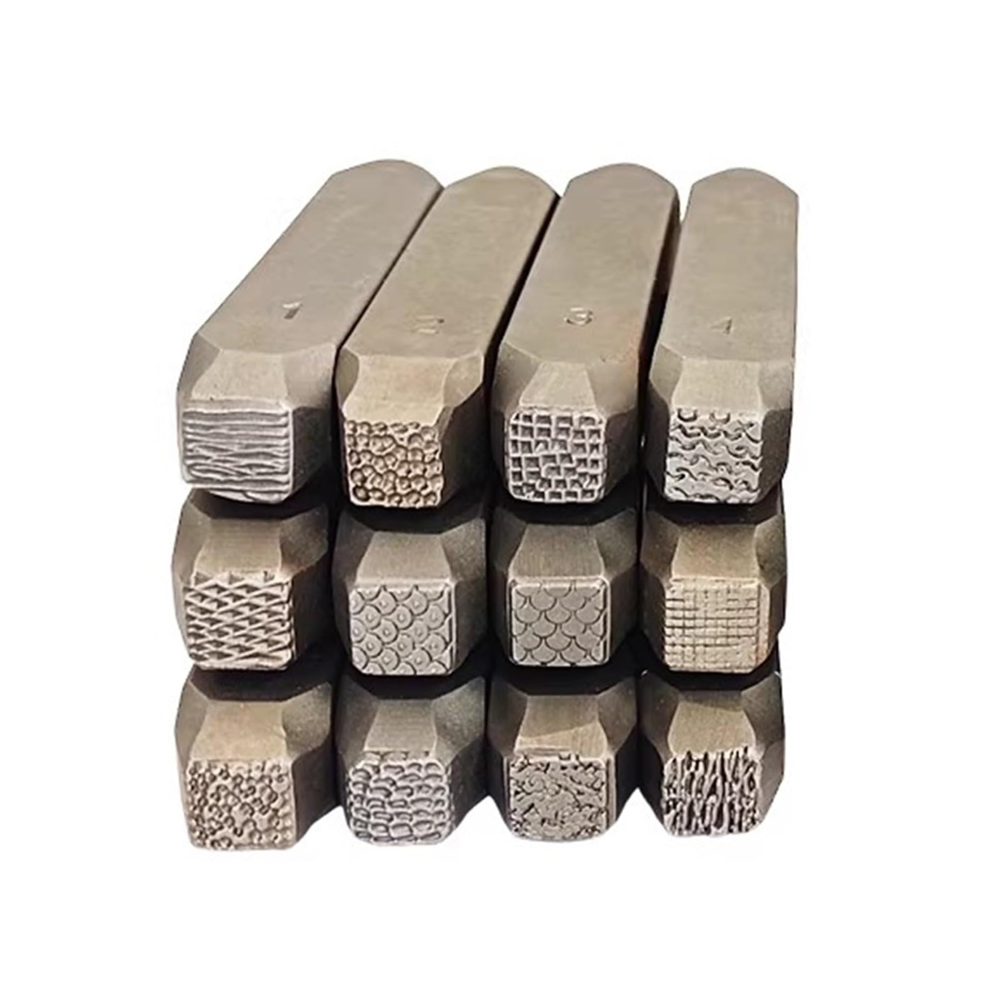 12-częściowy zestaw do stemplowania metalu z geometryczną teksturą 9 mm do rękodzieła, stal poddana obróbce cieplnej, do biżuterii, skóry, drewna, głowic 9 mm, 12 wzorów mieszanych tekstur