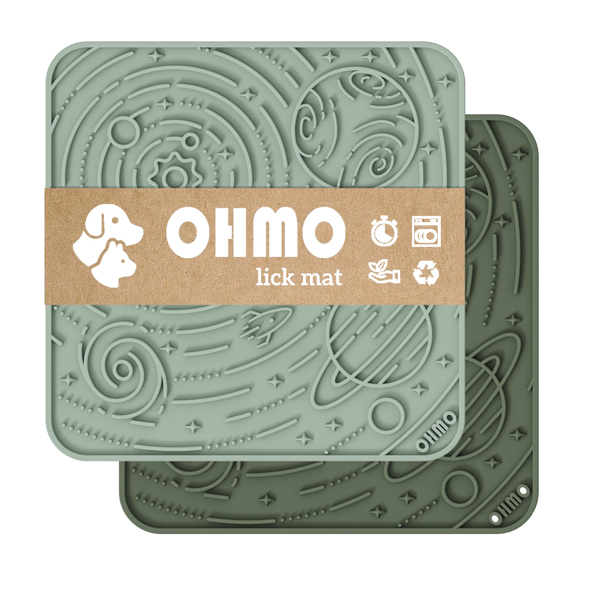OHMO Licky Mat for Dogs and Cats(Large, 2pcs) Enrichment Accessories Toy Space Star Easy Clean Pet Slow Feeder with Suction Cups, Licking Pad for Anxiety Relief and Boredom Reduction