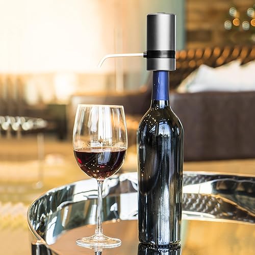 Miniatura 4 de Lujoso aireador de vino eléctrico instantáneo de 1 botón con boquilla 6 veces más oxidación para vinos, escocés y whisky