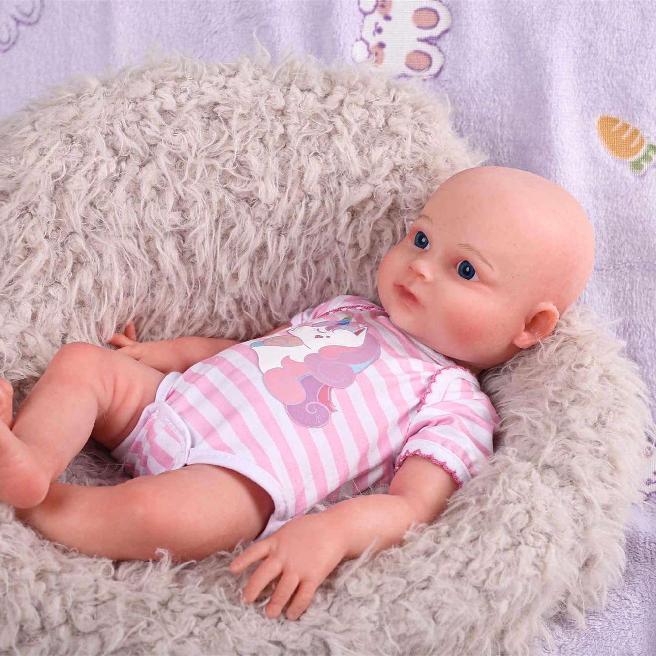 SERENDOLL17 inch Realistic Full Silicone Baby Doll,Lifelike Reborn Baby Dolls, Toy, and Collectible.Bald Girl 033