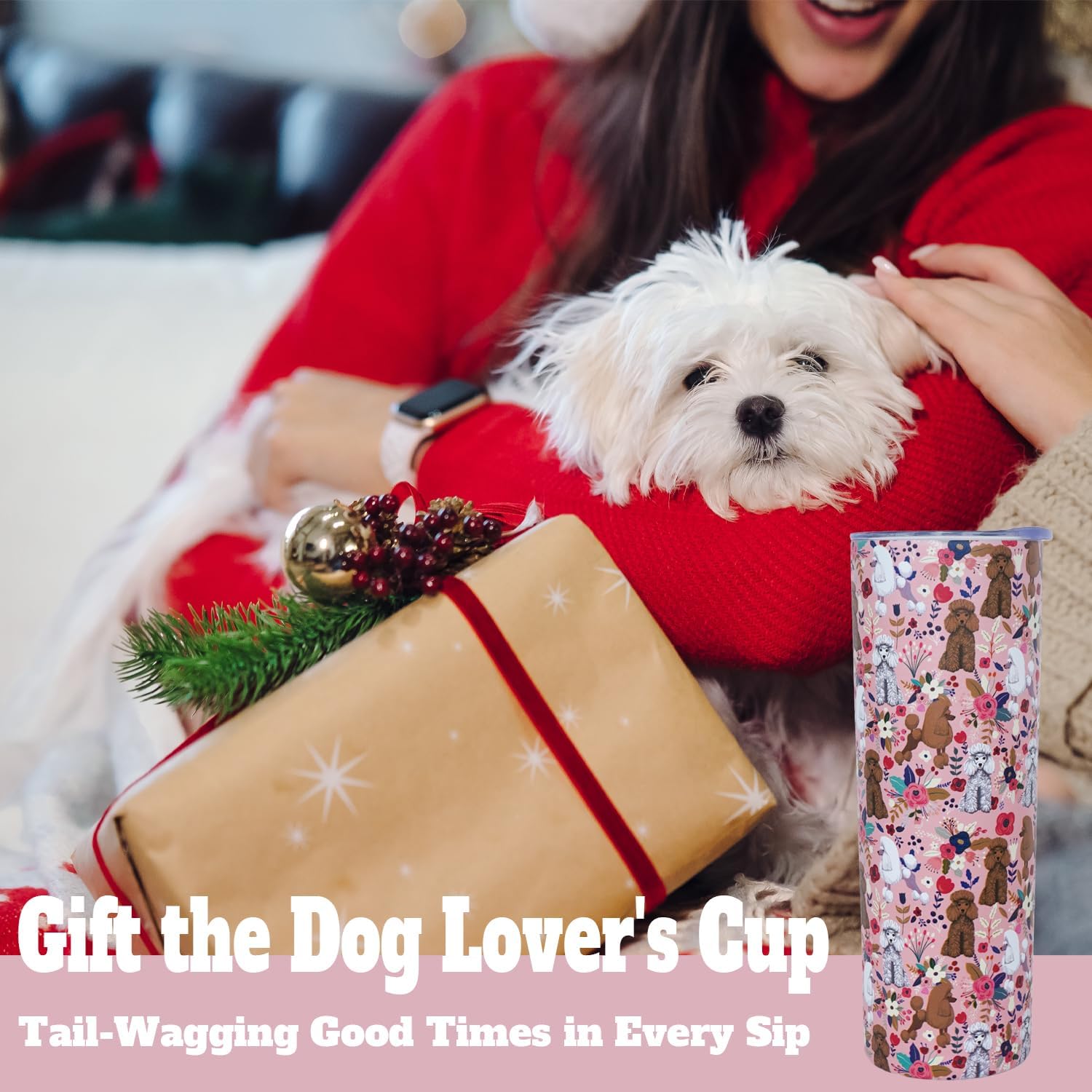 Poodle Gifts for Women Cute Dog Tumbler Coffee Cup for Women Poodle Travel Mug 20 Oz Stainless Steel Insulated Water Bottle With Lid and Straw - Image 5