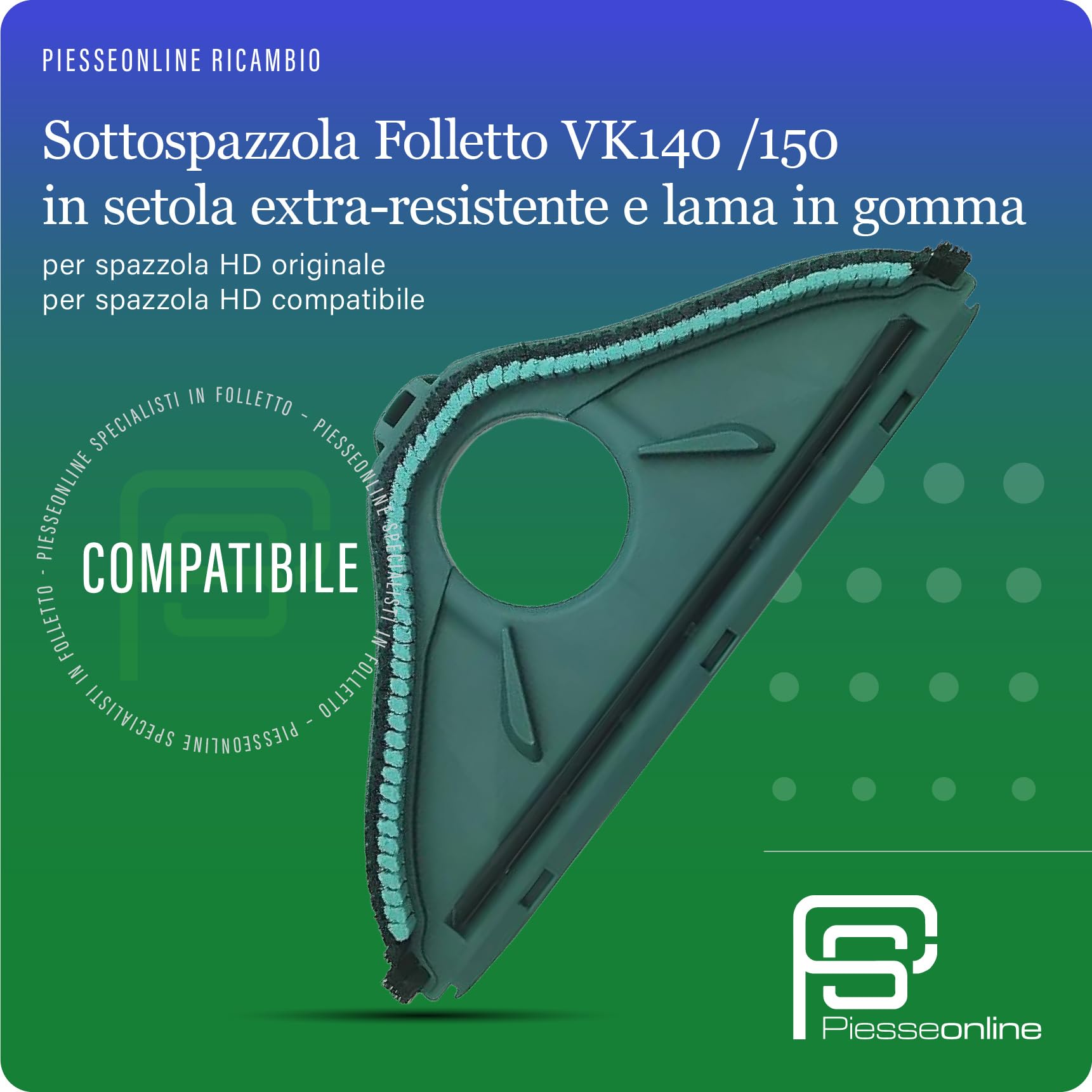 SottoSpazzola Compatibile Folletto VK 140/150 – Ricambio per Aspirapolvere VK 140/150 – Accessorio Universale per Pavimenti e Tappeti – Alta Resistenza e Pulizia Profonda