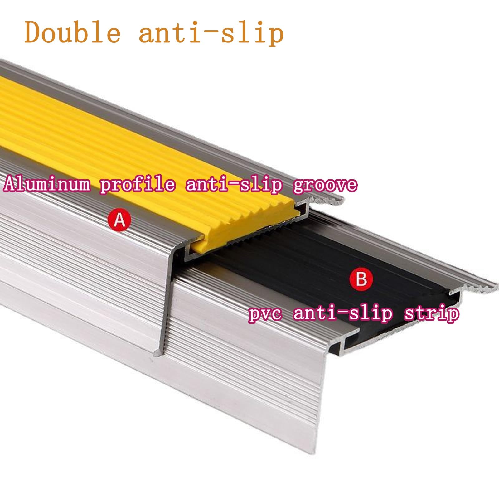 Tira Antideslizante De Borde Escalonado, Aluminio Tiras Antideslizantes para Peldaños, Protectores De Borde De Peldaño De Escalera, Proceso De Anodizado, Apto para Guarderías, Hoteles ( Color : A , Si