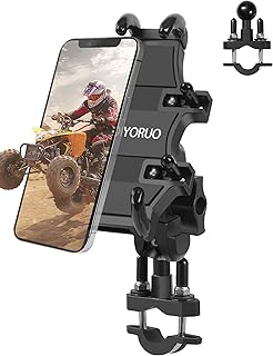 ATV Mobile Phone Holder, ZIDIYORUO 360° Rotating ATV Phone Holder, 8 Clamps for 11.9 cm, 18.8 cm Mobile Phones, One Hand Operation, Compatible with 2.2 cm, 2.4 cm Roll Age (Yamah) a/Polaris/Honda/Can
