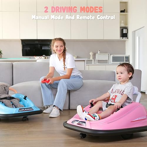 Miniatura 2 de ELEMARA Coche de parachoques para niños pequeños, auto eléctrico de 12 V con 2 modos de conducción, control remoto, cinturón de seguridad, luces LED