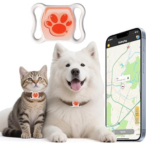 GPS Tracker for Dogs and Cats - No Monthly Fee/Subscription, No SIM Card Required - Real-Time Alerts, Historical Routes - Waterproof, Lightweight - Compatible with Android & iOS, Fits Any Collar