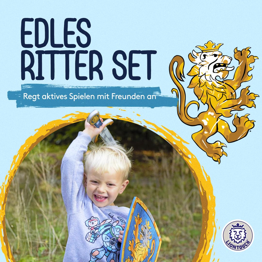 Liontouch - Edles Ritter-Spielzeugschwert & Schild für Jungen, Blau - Für Kinder von 3-8 Jahren | Mittelalterliches Set aus sicherem Schaumstoff | Waffen & Zubehör für Ritterspiele & Verkleidung
