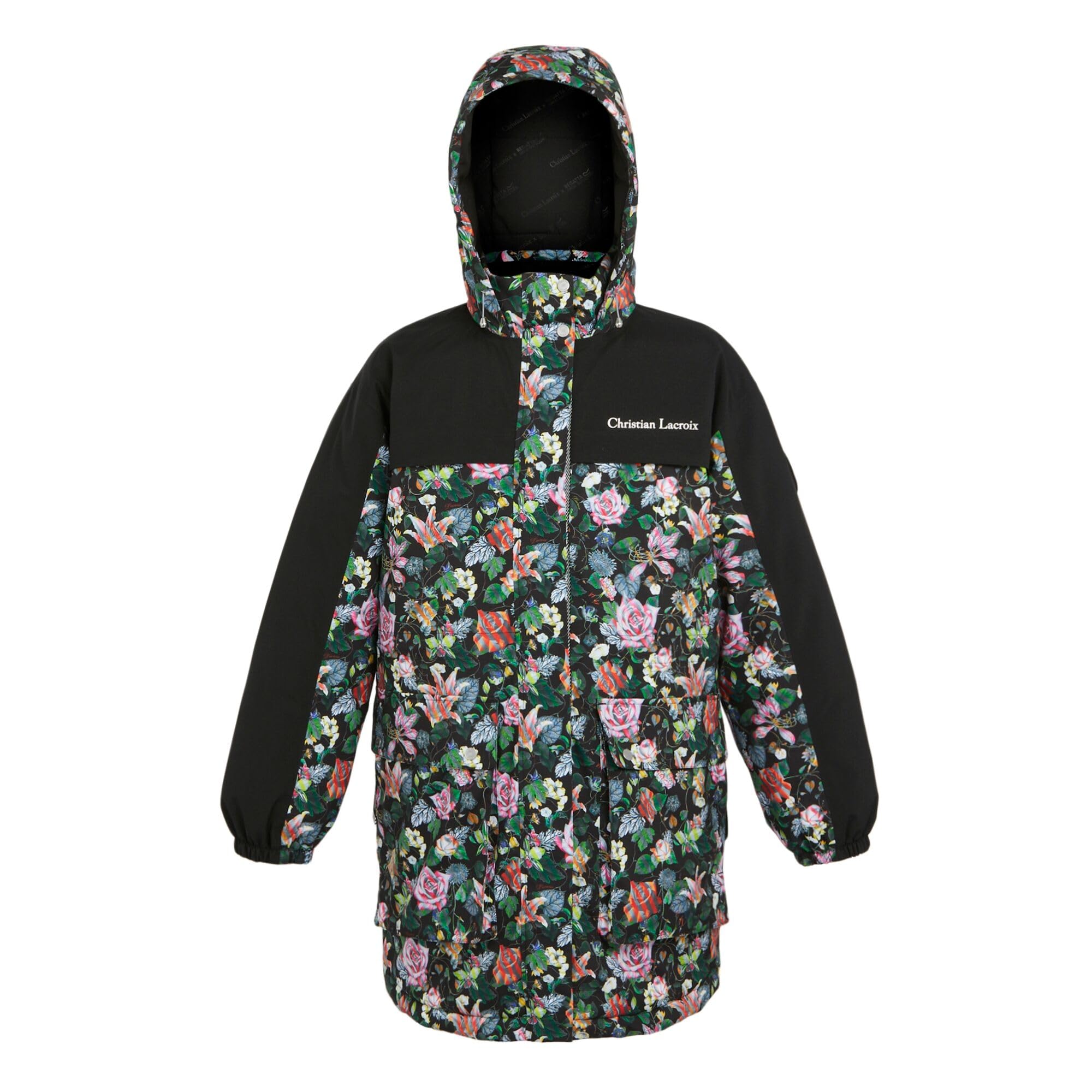 Regatta Womens/Ladies Christian Lacroix Cailar Floral Longline Waterproof Jacket (14 UK) (Black)