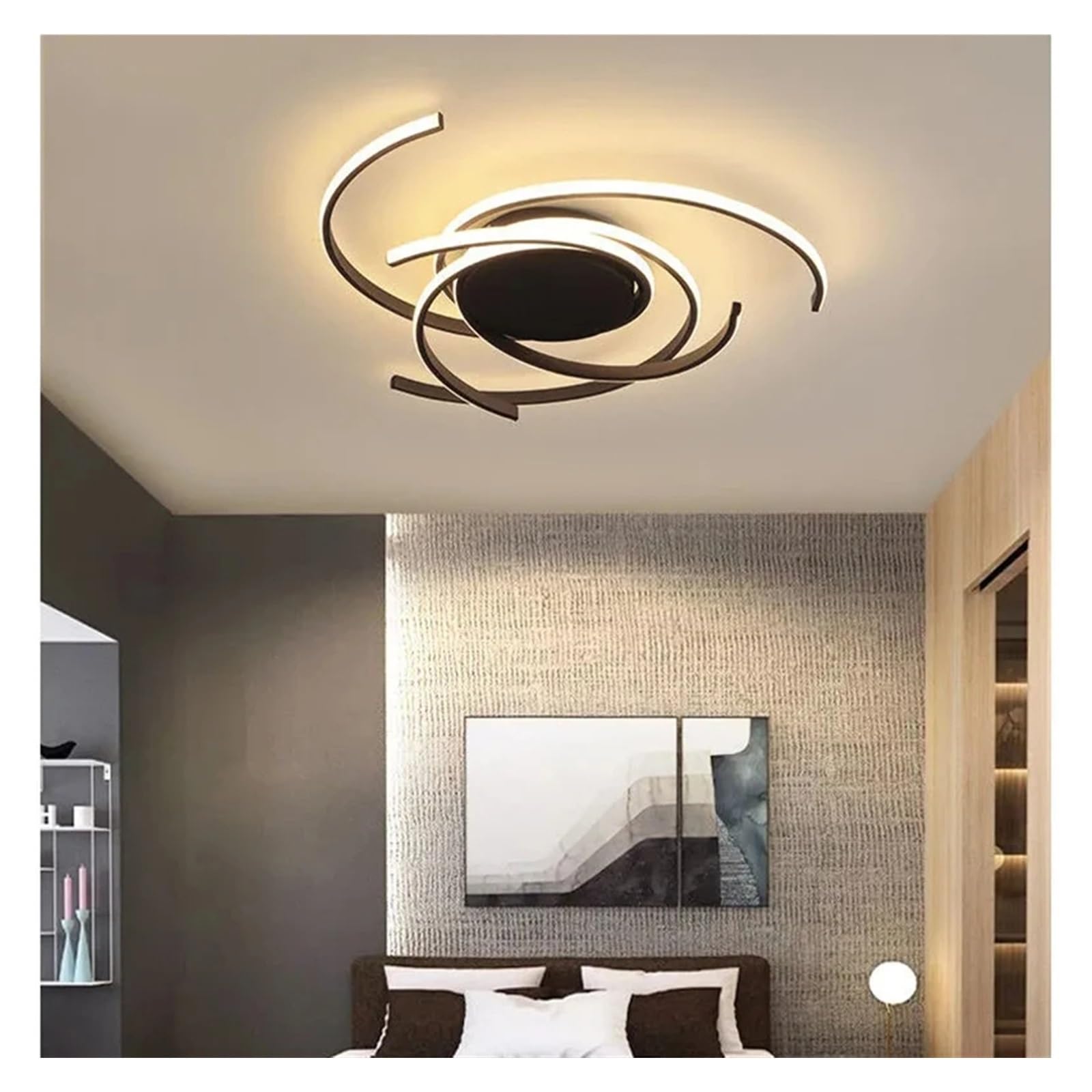 Nowoczesne czarno-białe lampy sufitowe LED, możliwość ściemniania, z pilotem zdalnego sterowania, do salonu, sypialni, biura, balkonu, do domu, oświetlenia sufitowego, żyrandola