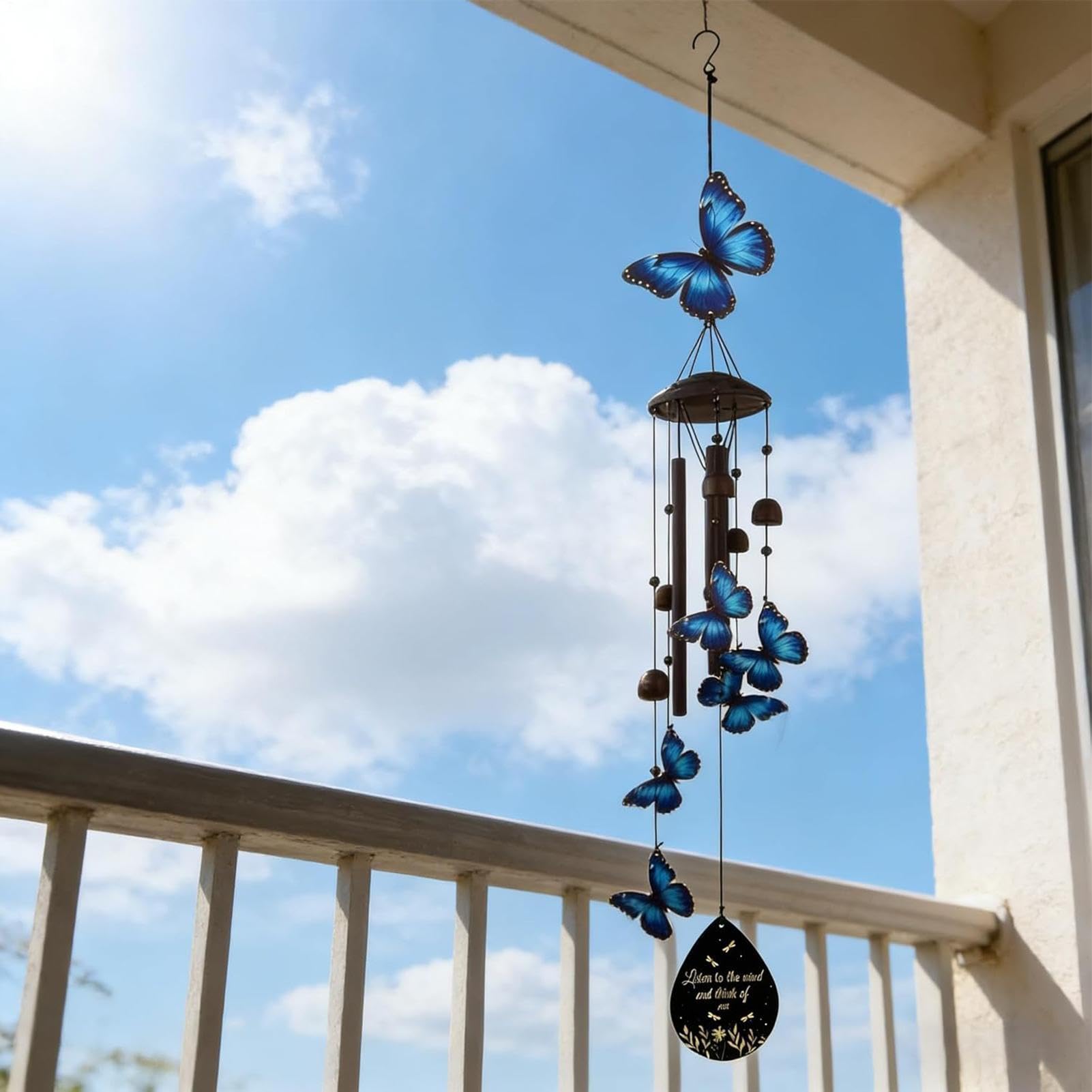 Duże dzwonki wiatrowe 96,5 cm Artystyczny metalowy motyl i koliber | Duże Dzwonki Wiatrowe Na Zewnątrz Na Podwórko, Balkon, Urodziny, Parapetówkę, Taras, Do Domu