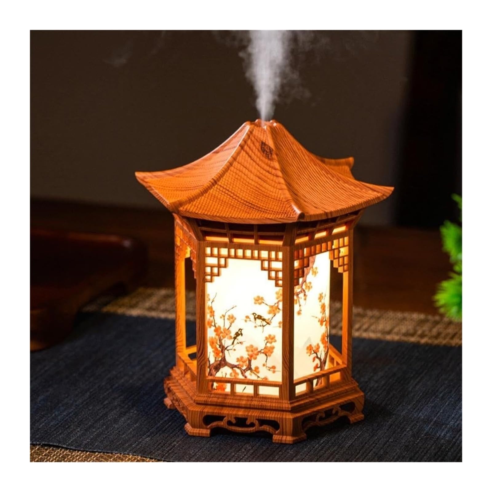 Zen Pavilion Lantern dyfuzor zapachowy i lampka nocna, 160 ml, dyfuzor olejków eterycznych, nawilżacz powietrza z 2 trybami mgły, ciepła zimna biel, LED, cichy, osobisty nawilżacz do jogi, medytacji