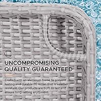 Vista 2 de SUNJOY Bandeja flotante de mimbre de 36 x 24 pulgadas. Accesorio de piscina con marco de aluminio, bandeja flotante para servir bebidas, aperitivos