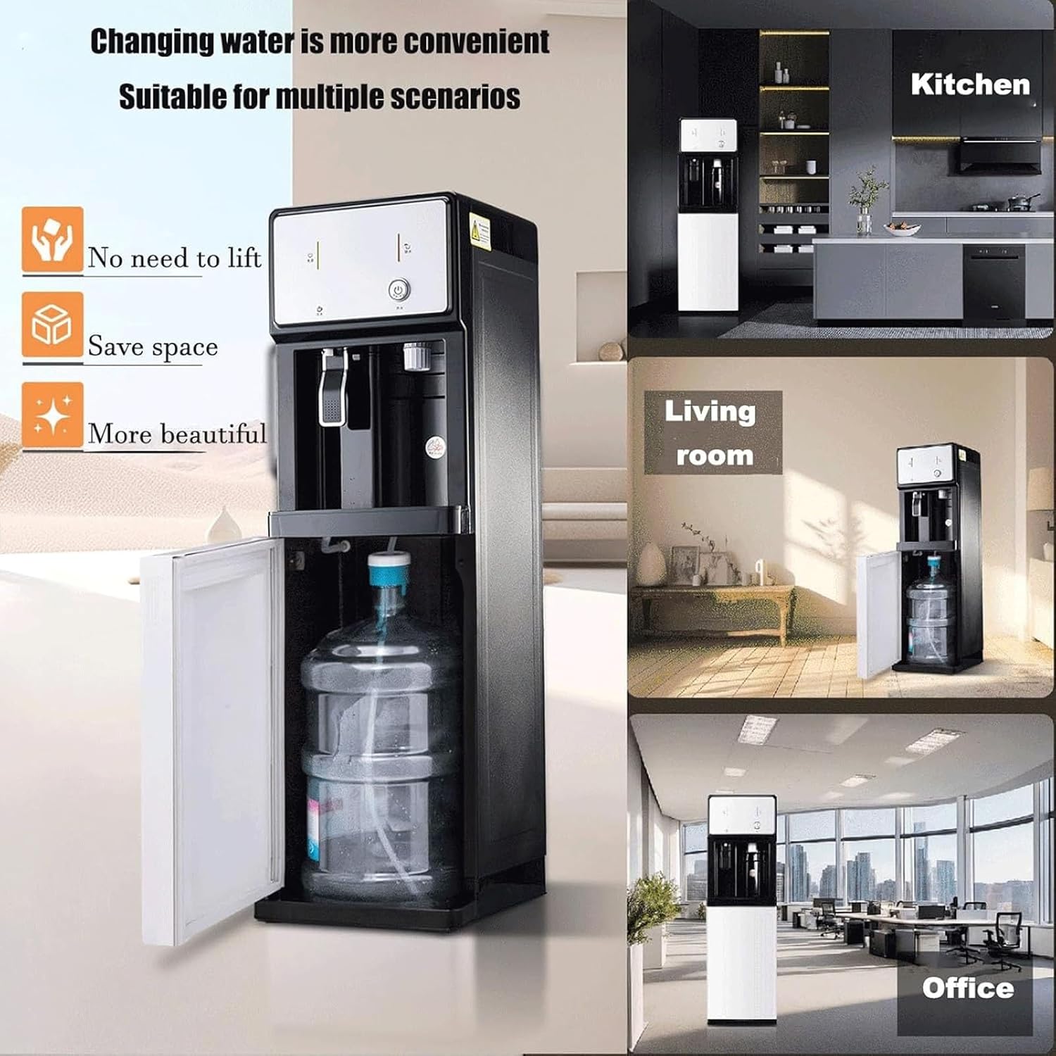 Bottom Loading Water Cooler Dispenser - Hot & Cold Standing Water Dispenser with 3 Temperature Settings and Burnout Protection,for Home, Office