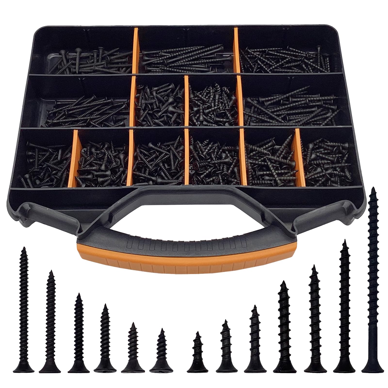Photo 1 of 1000PCS Wood Screws Assortment Kit, Drywall Screws, Assorted Wood Screws, Phillips Flat Head Wood Screws, Screws Assortment, 13 Sizes (2-3/4'', 2'', 1-1/2'', 1-1/4'', 1'', 3/4'', 5/8'')