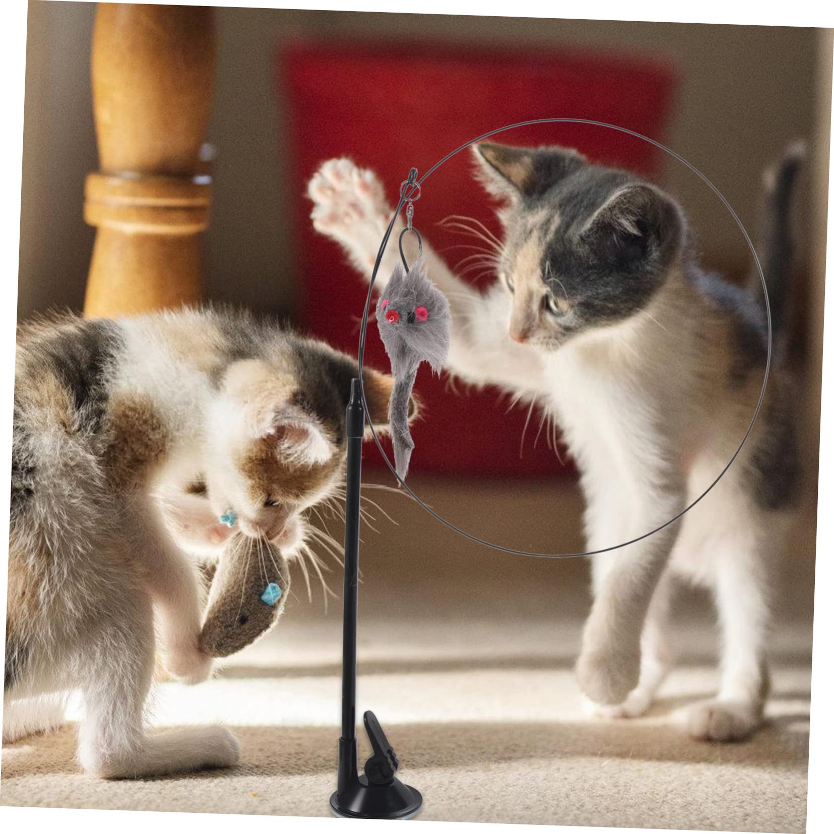 Happyyami Canne à Chat Interactive avec Ventouse Jouet Détachable pour Chats Intérieur Stimule Les Instincts De Chasse Et Renforce Le Lien avec Votre Animal