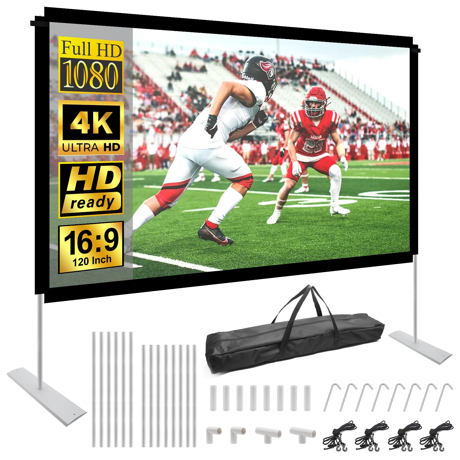 Schermo Proiezione Frontale O Posteriore Schermo Proiezione 60 Pollici 4:3 Portatile - Piegevole, Anti-Rughe, Per Proiettore Da Interno/Esterno Schermo Per Campeggio Cinema