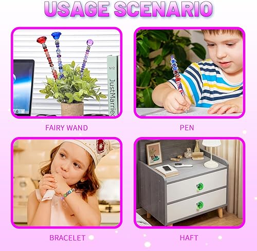 Miniatura 6 de Kit de varitas de jardín con estacas de cuentas de hadas, cuentas europeas con diamantes de cristal y varillas roscadas de 12 o 10 pulgadas, estacas