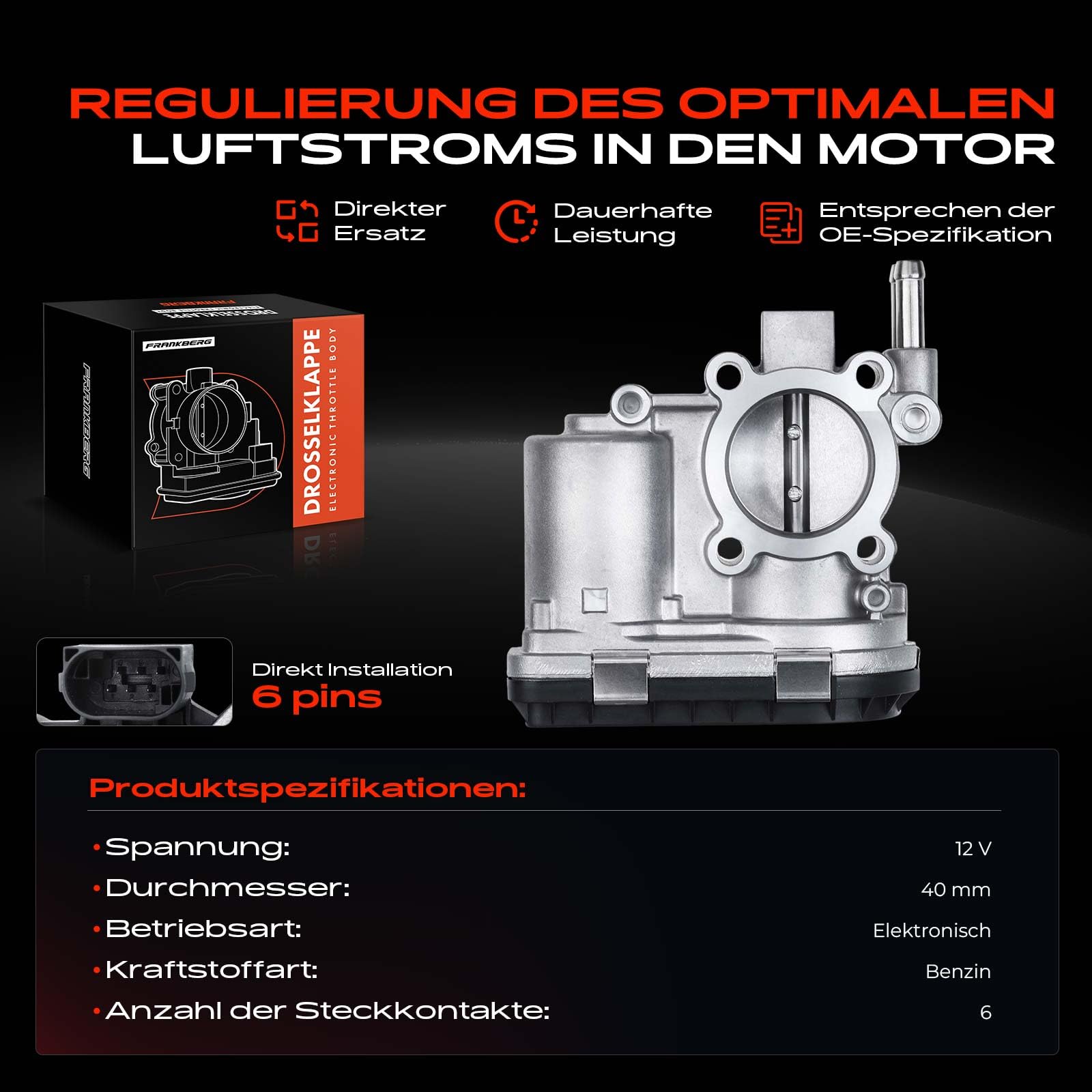 Frankberg Drosselklappe Drosselklappenstutzen für Agila (A) A H00 Astra G Caravan T98 Stufenheck F69 Astra G CC F08, F48 Corsa C F08, F68 Kasten/Schrägheck X01 2000-2004 9157512