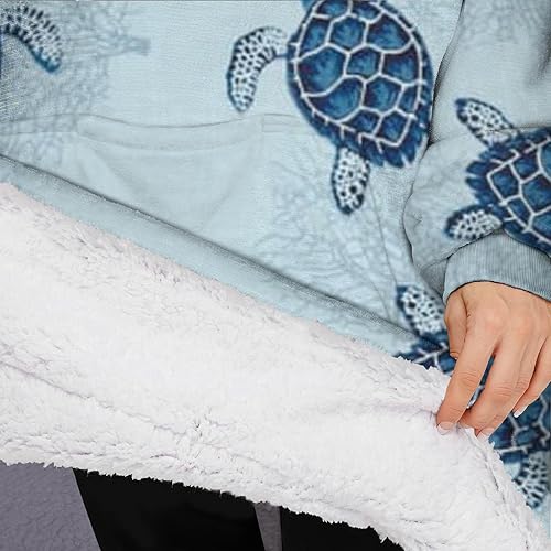 Miniatura 3 de Lovely Pugs - Manta de gran tamaño, manta Sherpa con capucha con súper bolsillos, suéter mullido súper cálido para mujeres y hombres