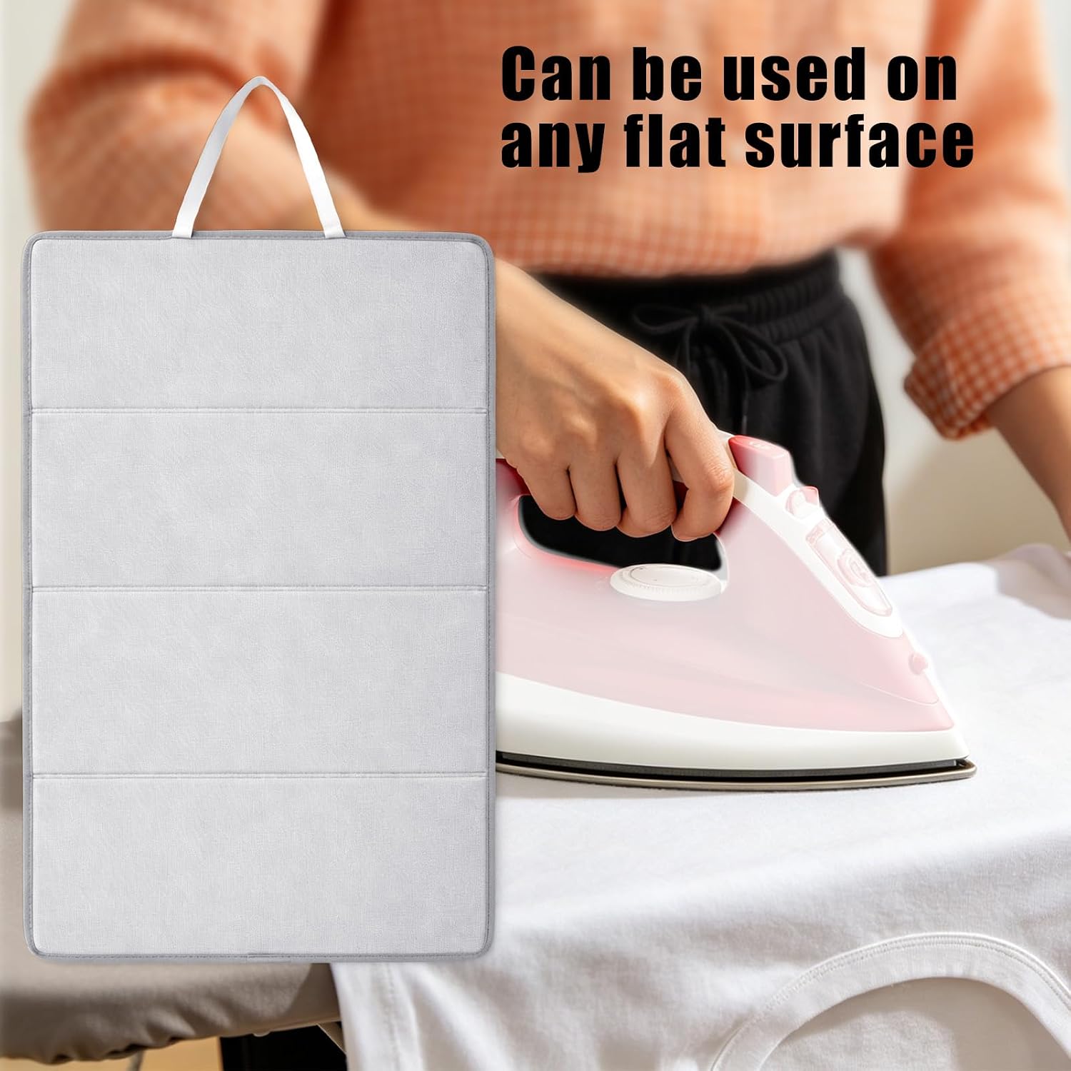 Pressing Cloth for Ironing, Heat Resistant Polyester Mesh Iron Protector Mat for Clothes Prevents Scorch Marks & Iron Damage Hanging Insulation Pad Foldable Steam Board Easy Ironing & Sewing (Grey)