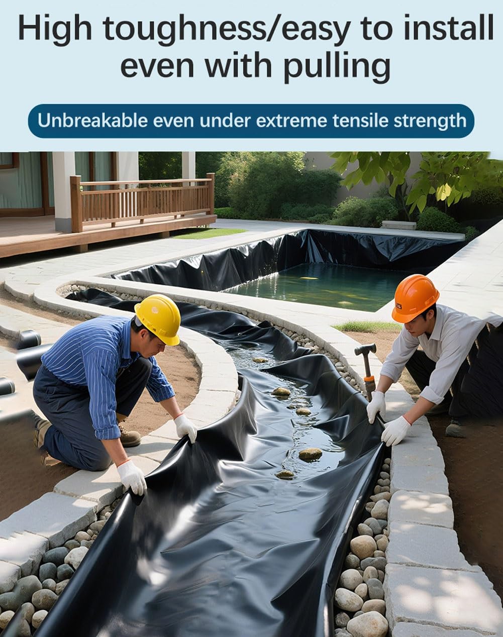 Rivestimento per Laghetto di Grandi Dimensioni EPDM 0.7 mm, Telo in Gomma Impermeabile Robusta per Laghetti Artificiali, Cascate da Giardino, Paesaggistica Esterna(1.5x2m)