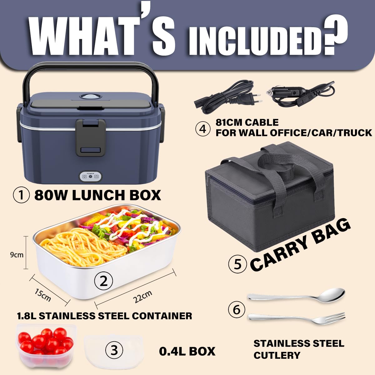 Scaldavivande Elettrico Portatile 1.8L | Per Auto, Ufficio E Viaggi, 80W Multitensione - Foto 5