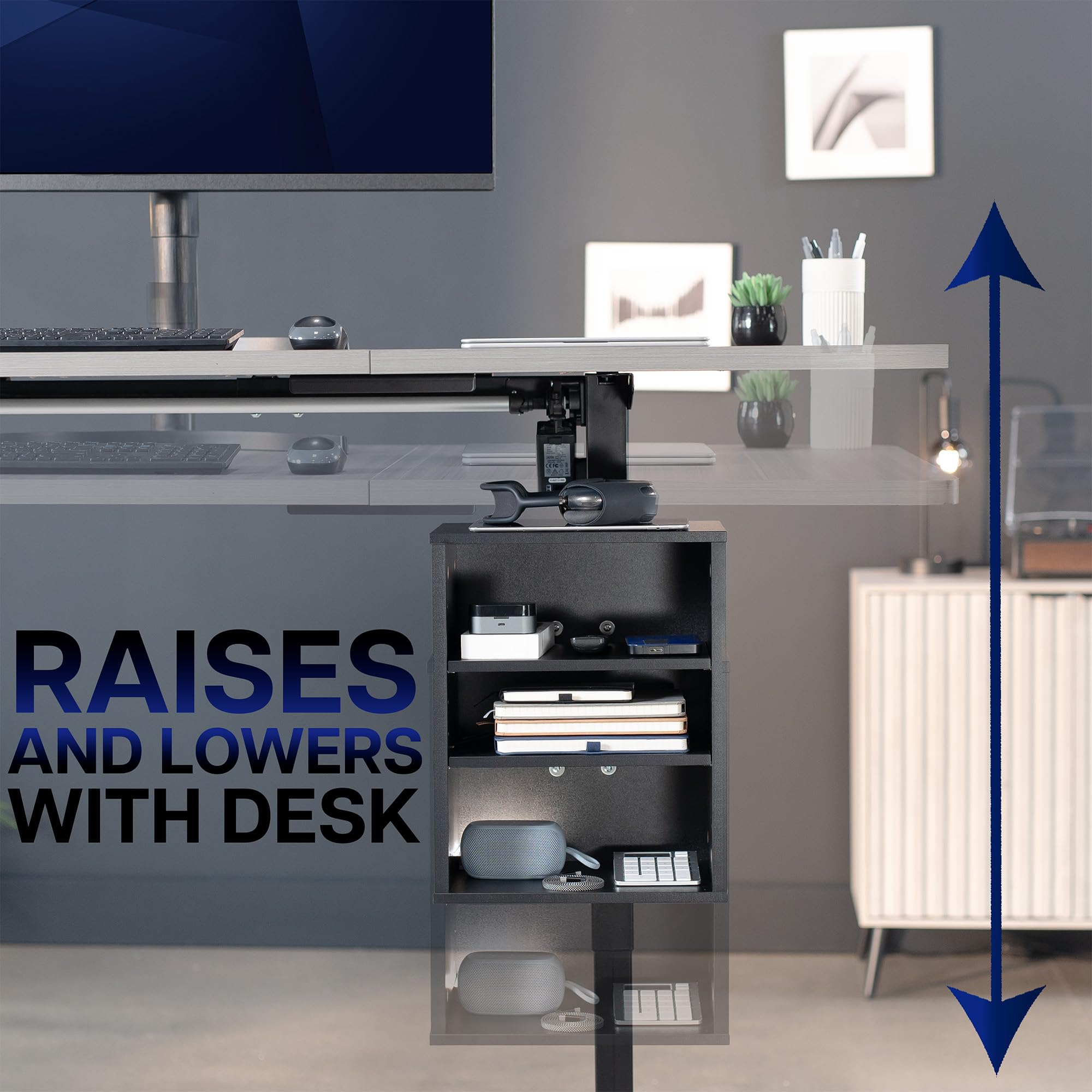 VIVO Clamp-on Under Desk Shelving Unit Office Accessory Holder for Supplies Gaming Devices and More Multi-Level Storage Shelves — view 7