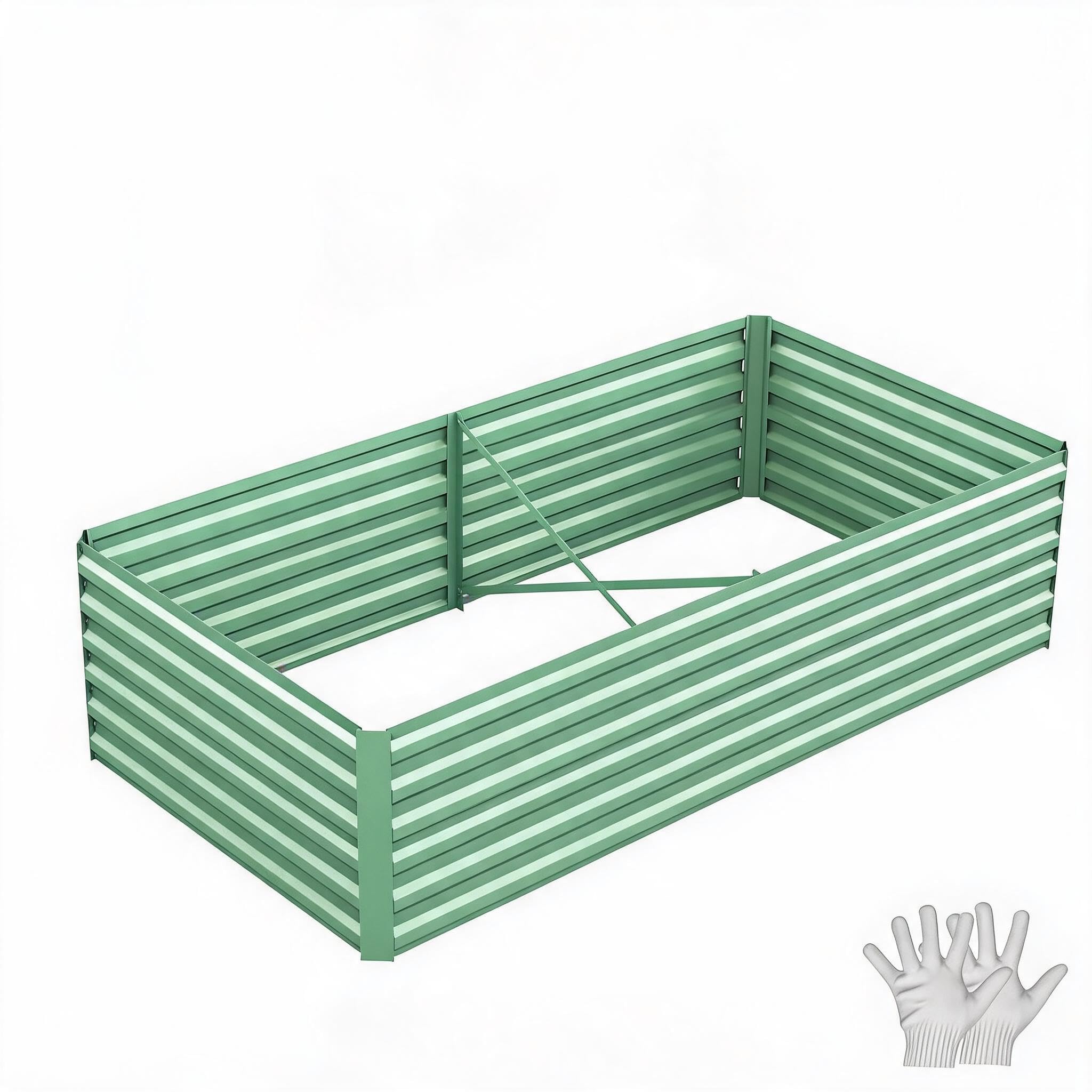 Aptliton 0.5mm Raised Garden Bed, Galvanised Steel Planter Box for Vegetables, Flowers & Herbs, Large Outdoor Raised Bed for Garden Patio Backyard, Green 240x120x60cm