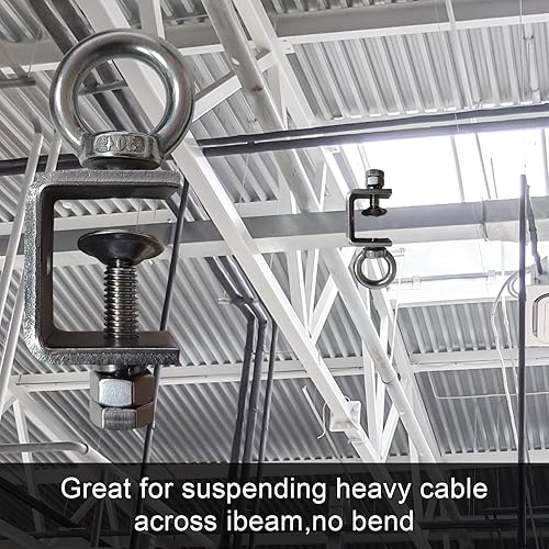 Miniatura 6 de 4 abrazaderas C de acero inoxidable con anillo gancho en J resistente para colgar abrazadera de haz con anillo, que puede soportar 100 libras de