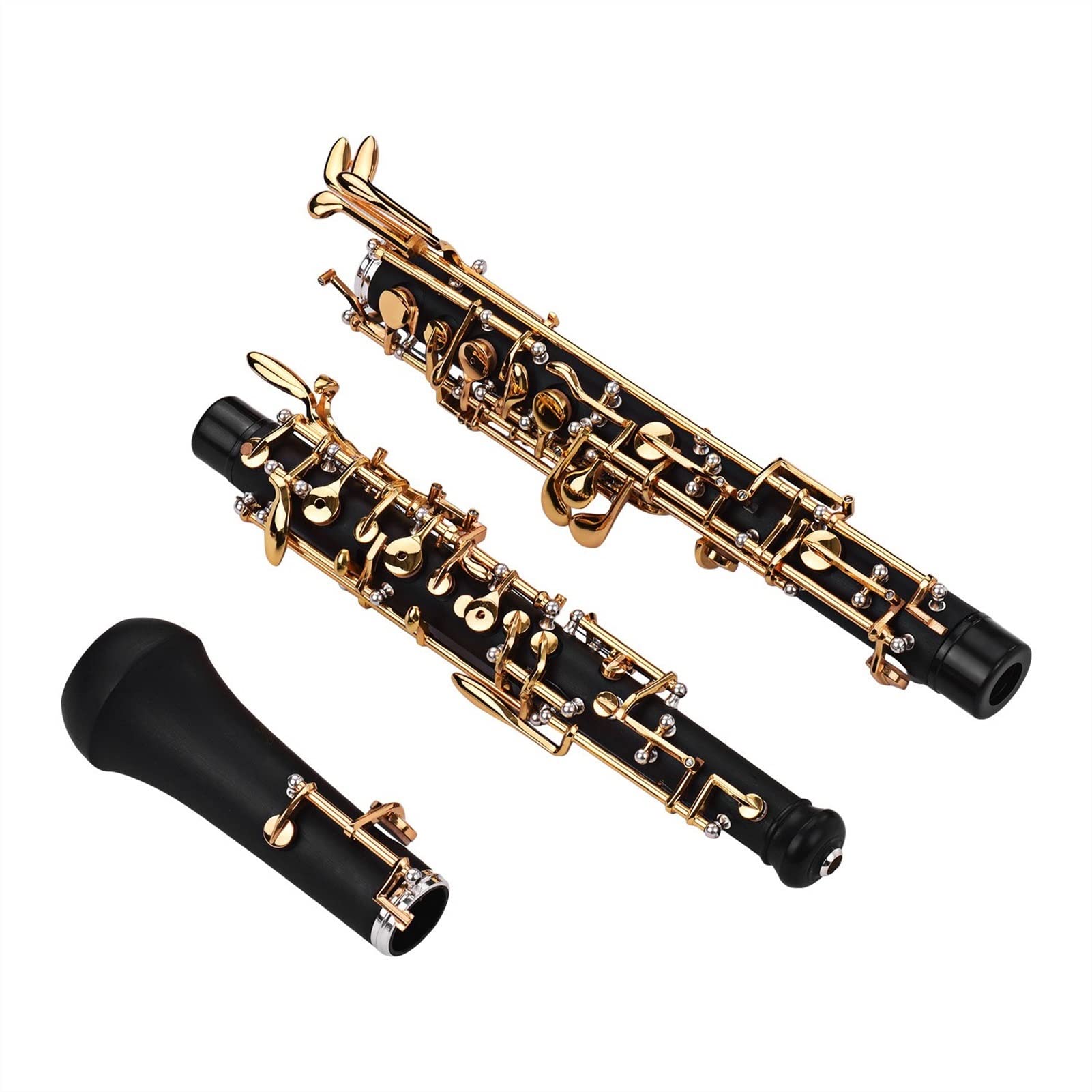 Parti oboe Strumento Placcato Argento Cestino In Stile C Oboe Semi-Automatico Strumento Di Legna Con Guanti Ad Oboe Reed (Color : Gold)
