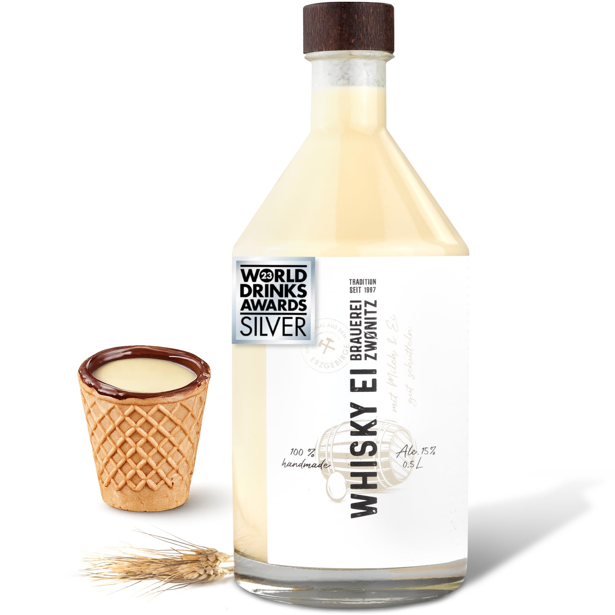 Brauerei Zwönitz Whisky Eierlikör aus dem Erzgebirge 0,5 Liter - Eierlikör Geschenk - Osterschnaps aus Sachsen mit original Zwönitzer Whisky - Cremiger Oster Likör - Ostergeschenke Eierlikör