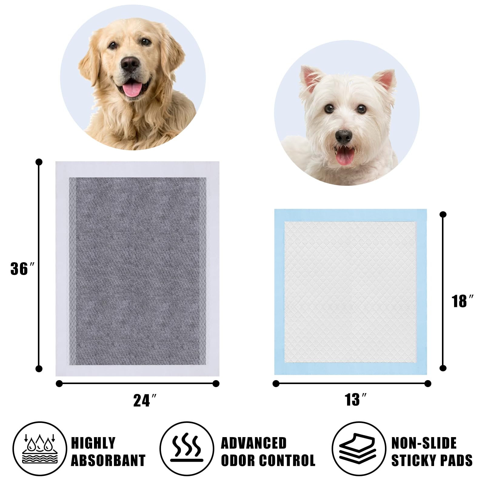 Almohadillas de entrenamiento para perros y cachorros, Empapador desechable de 13 x 18 pulgadas, 150 unidades ultra absorbentes y a prueba de fugas, almohadilla de orina de secado rápido