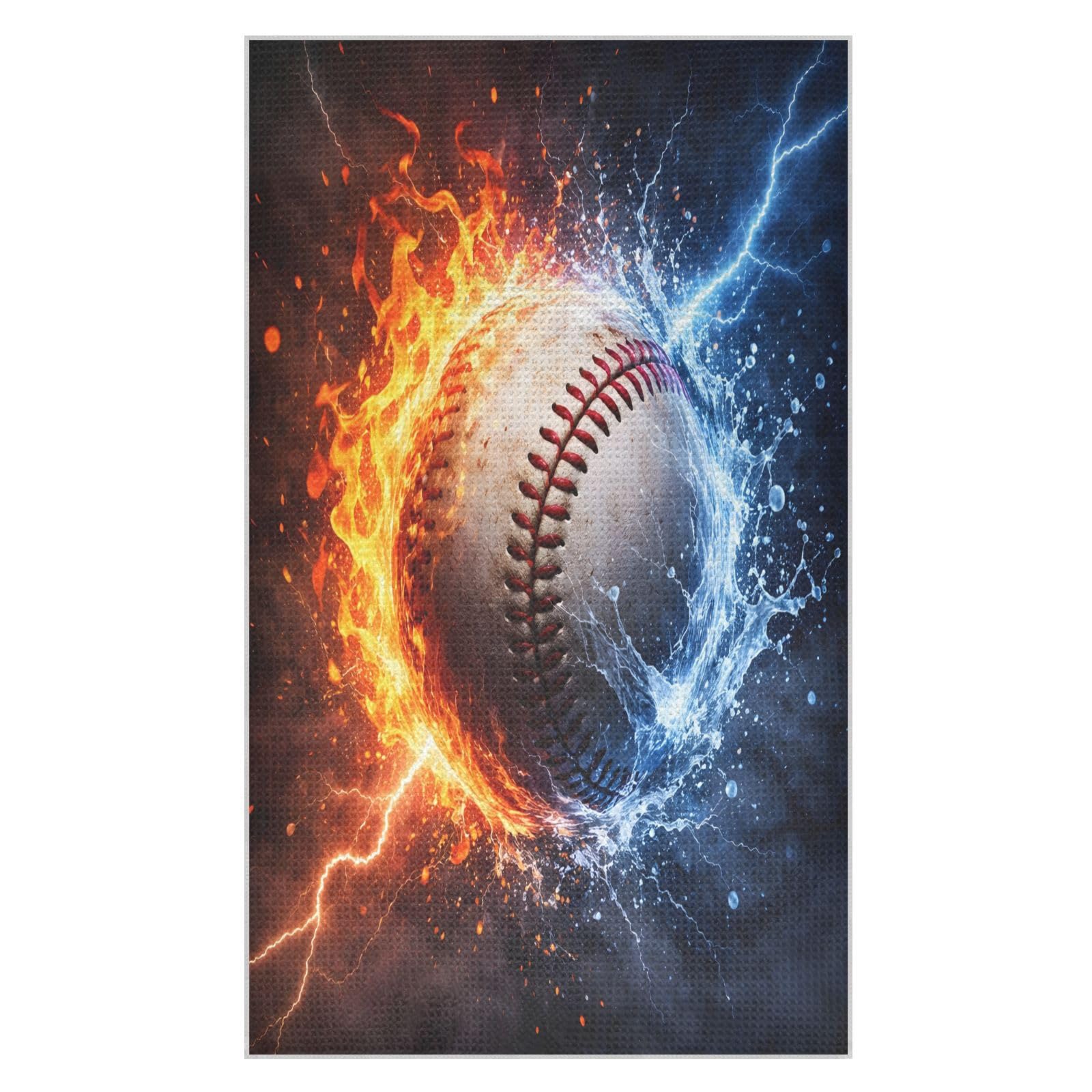 Lyeorm Cool Lightning Baseball Waffle Weave Kitchen Towels 18x30 Inch Soft Absorbent Microfiber Dish Cloths